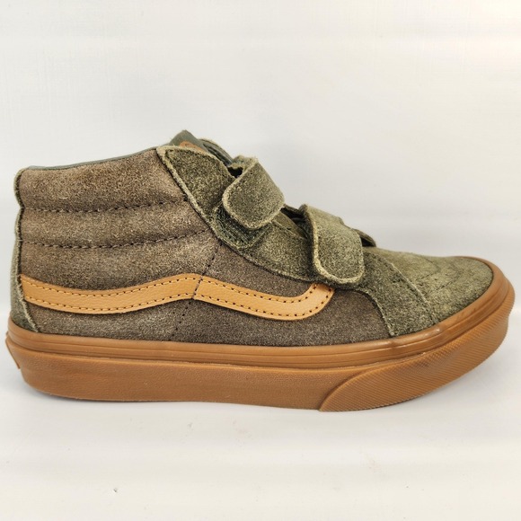Vans Sk8 Mid Skate Shoes Kids Size 2.5 Green Suede High Top Gum Sole - Picture 4 of 15